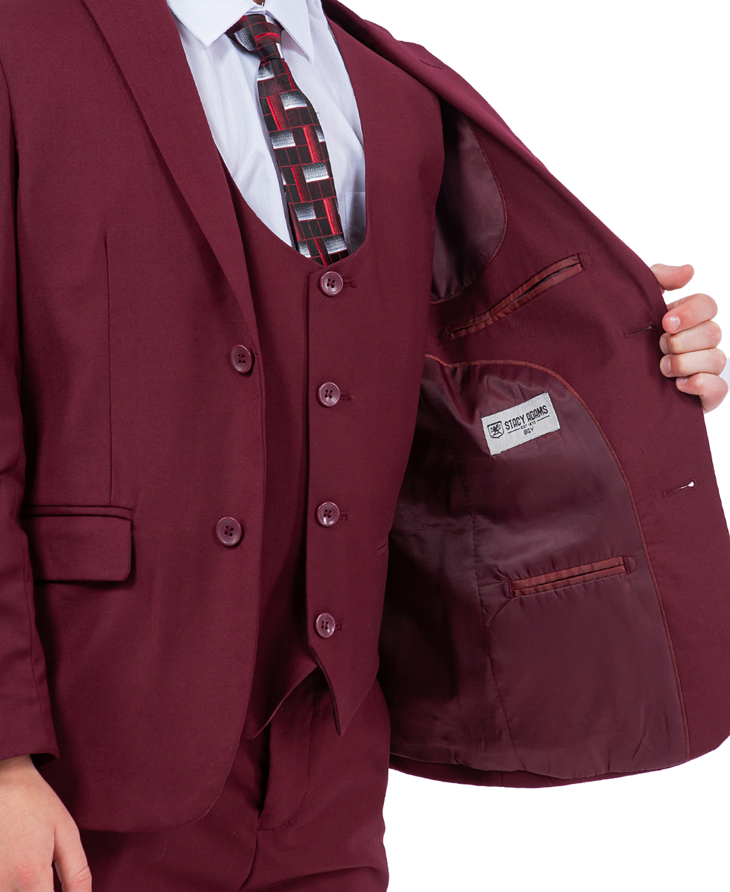 Stacy Adams 5pc Boys Suit, Burgundy