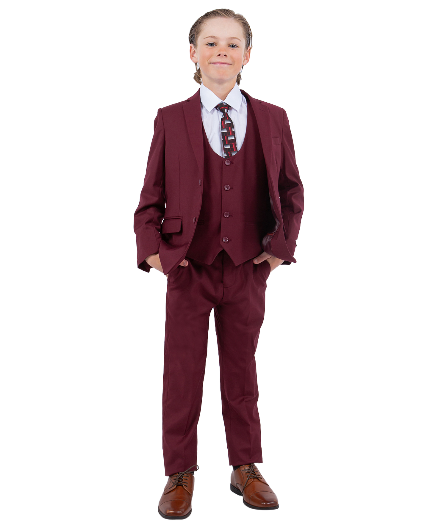 Stacy Adams 5pc Boys Suit, Burgundy