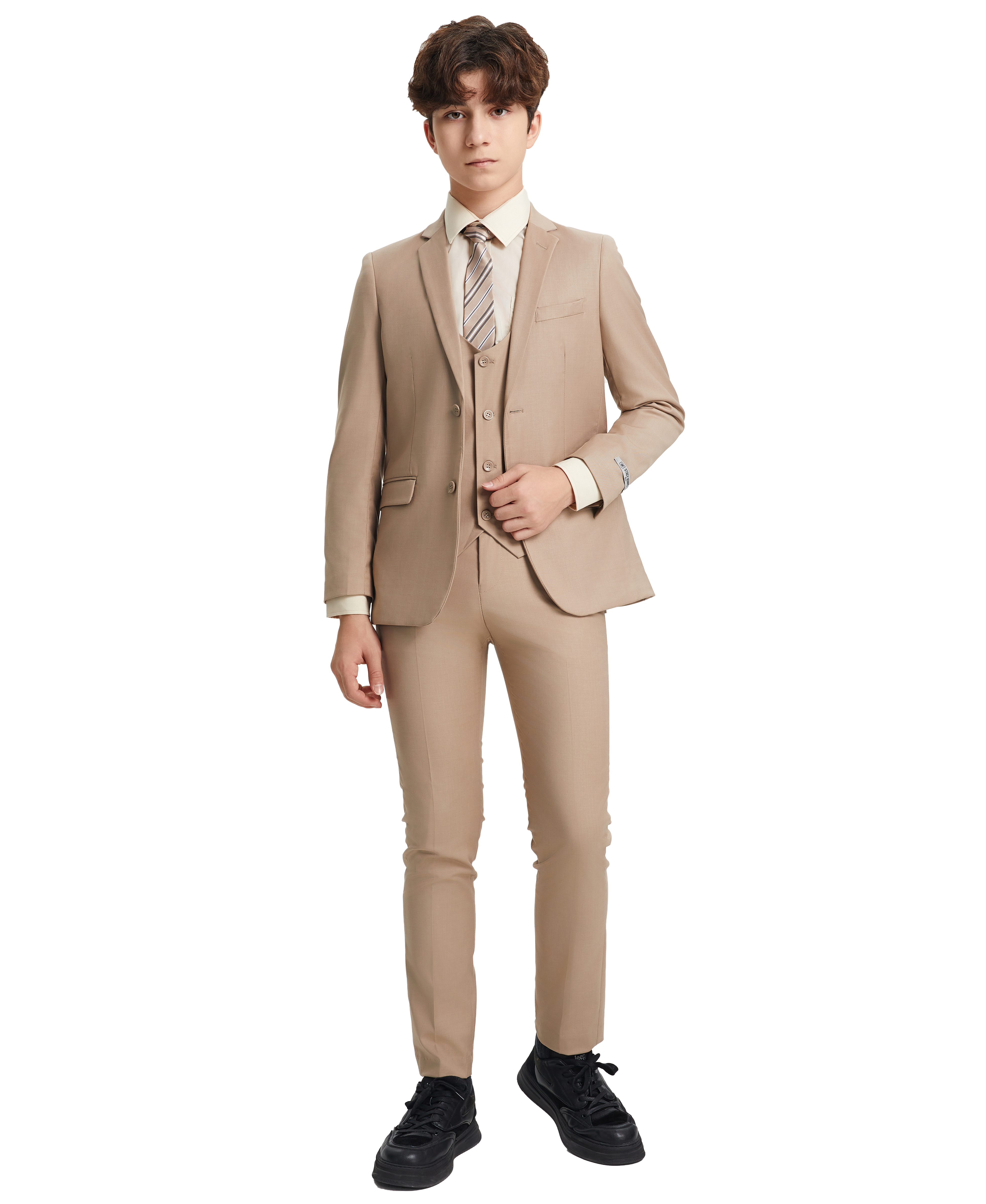 Stacy Adams 5pc Boys Suit, Medium Tan