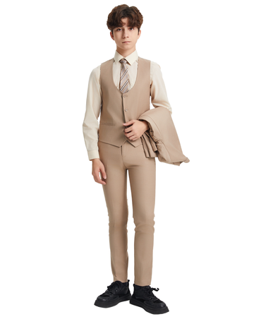 Stacy Adams 5pc Boys Suit, Medium Tan