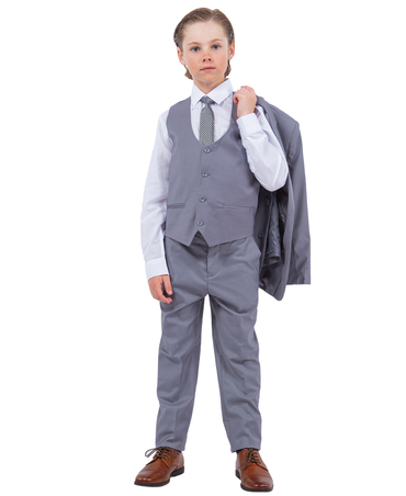 Stacy Adams 5pc Boys Suit, Mid grey