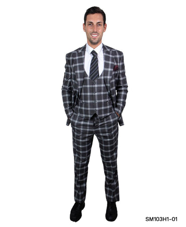 Stacy Adams Hybrid Fit Double-Breast Suit, Neutral Plaid - Julinie