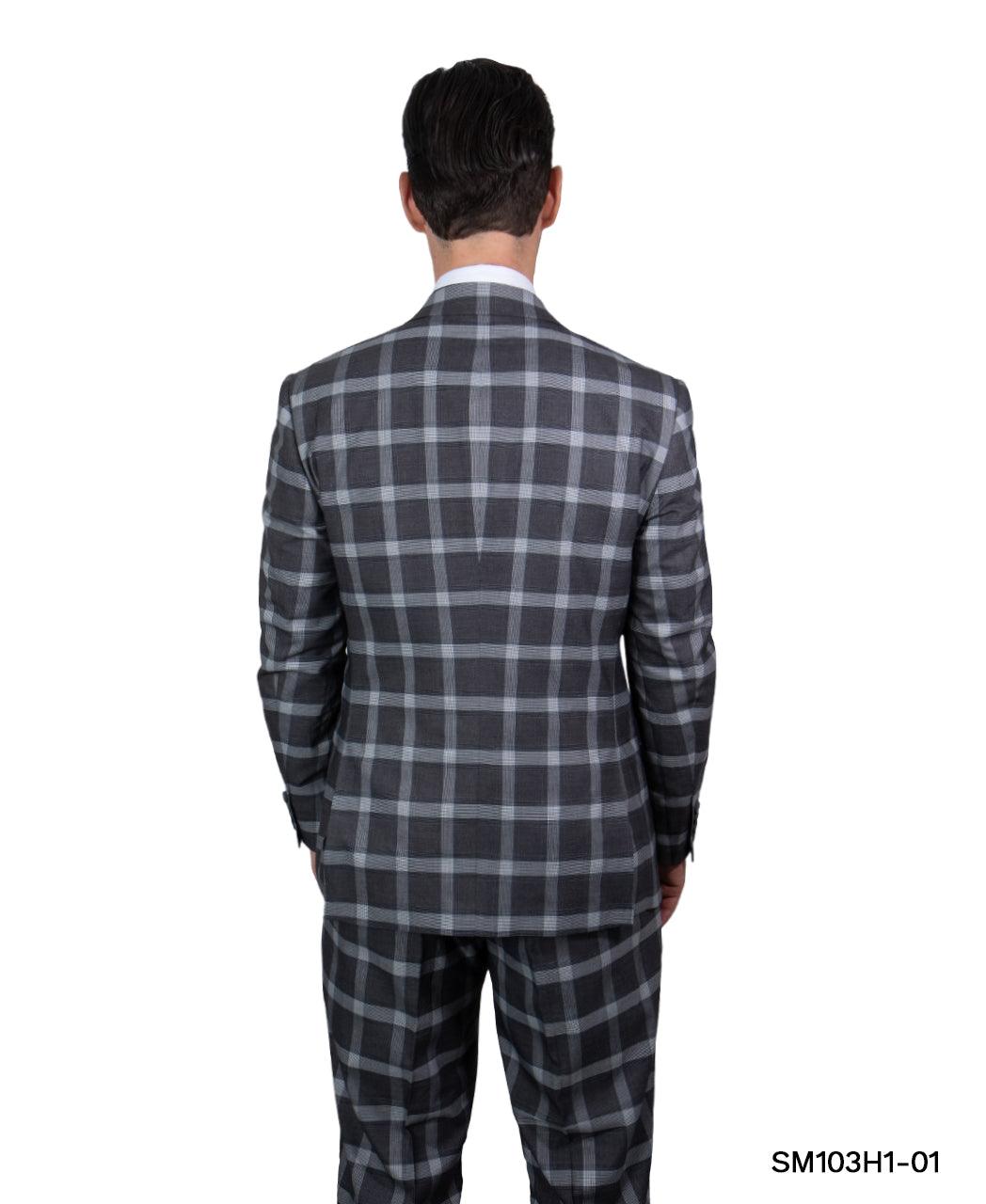 Stacy Adams Hybrid Fit Double-Breast Suit, Neutral Plaid - Julinie