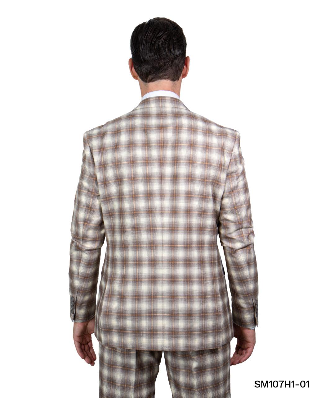 Stacy Adams Hybrid Fit Suit, Plaid Tan & Brown - Julinie