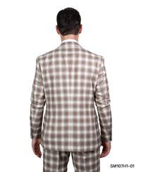 Stacy Adams Hybrid Fit Suit, Plaid Tan & Brown - Julinie