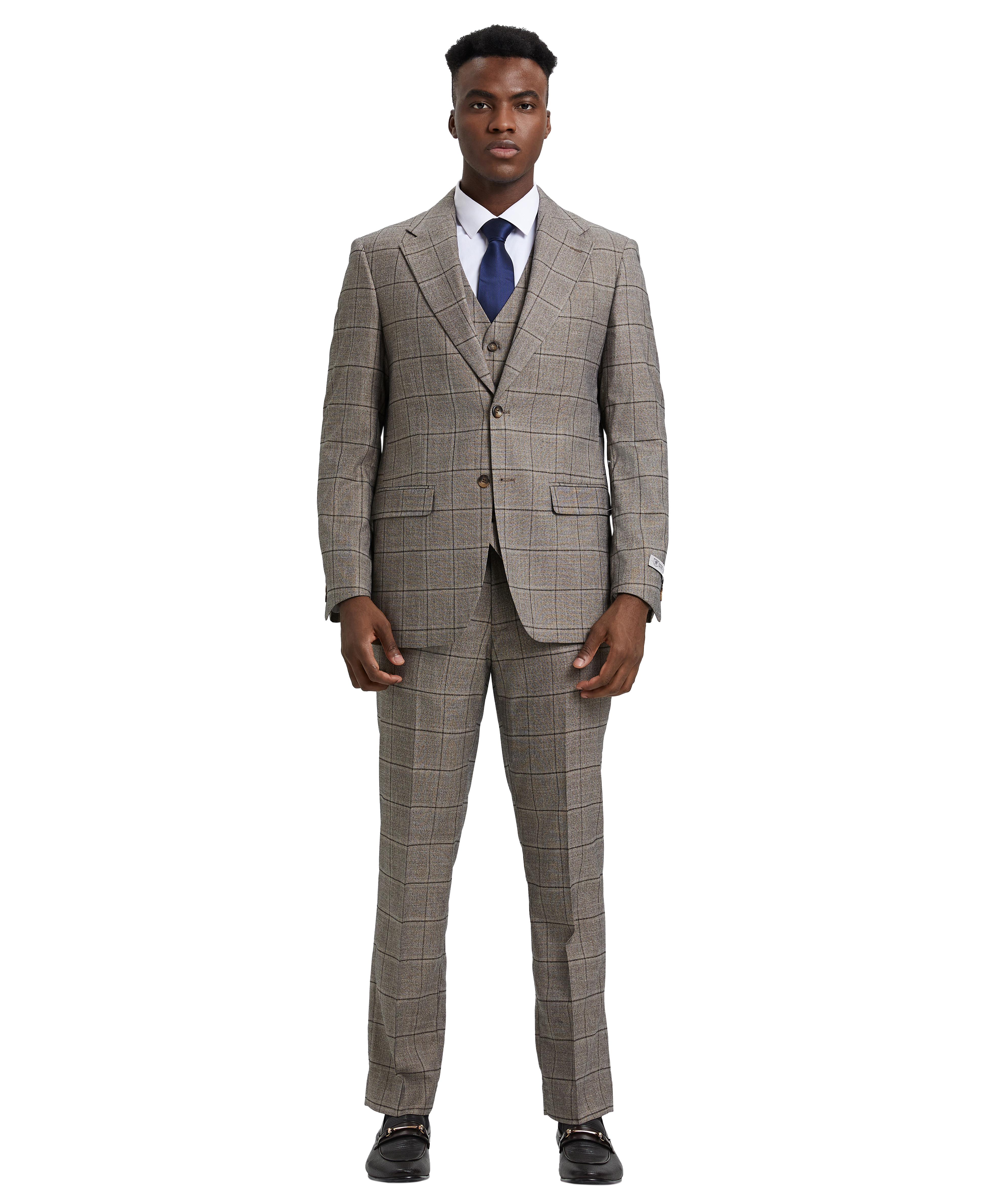 Stacy Adams Hybrid-Fit Vested Suit, Grey Windowpane