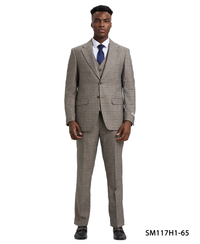 Stacy Adams Hybrid-Fit Vested Suit, Grey Windowpane