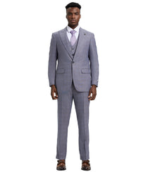 Stacy Adams Hybrid-Fit Vested Suit, Plaid Lilac