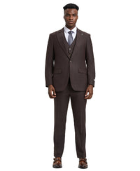 Stacy Adams Hybrid-Fit Vested Suit, Solid Brown