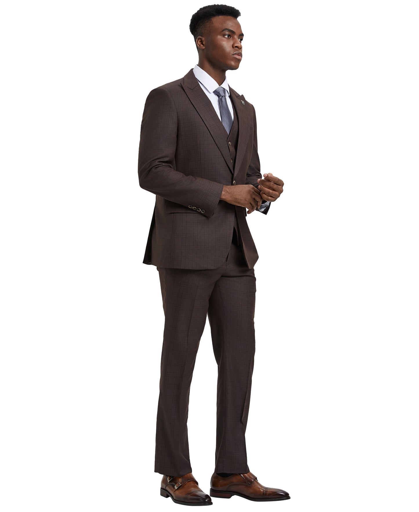 Stacy Adams Hybrid-Fit Vested Suit, Solid Brown