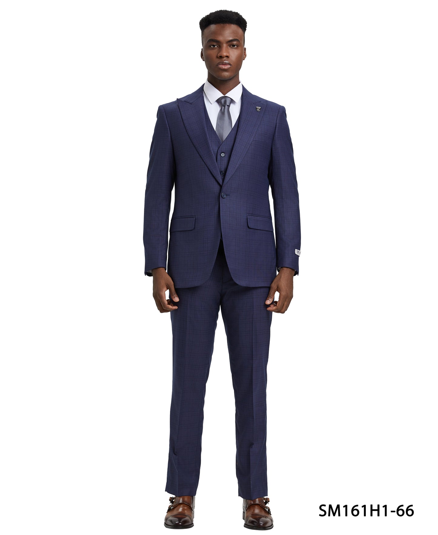 Stacy Adams Hybrid-Fit Vested Suit, Blue Plaid