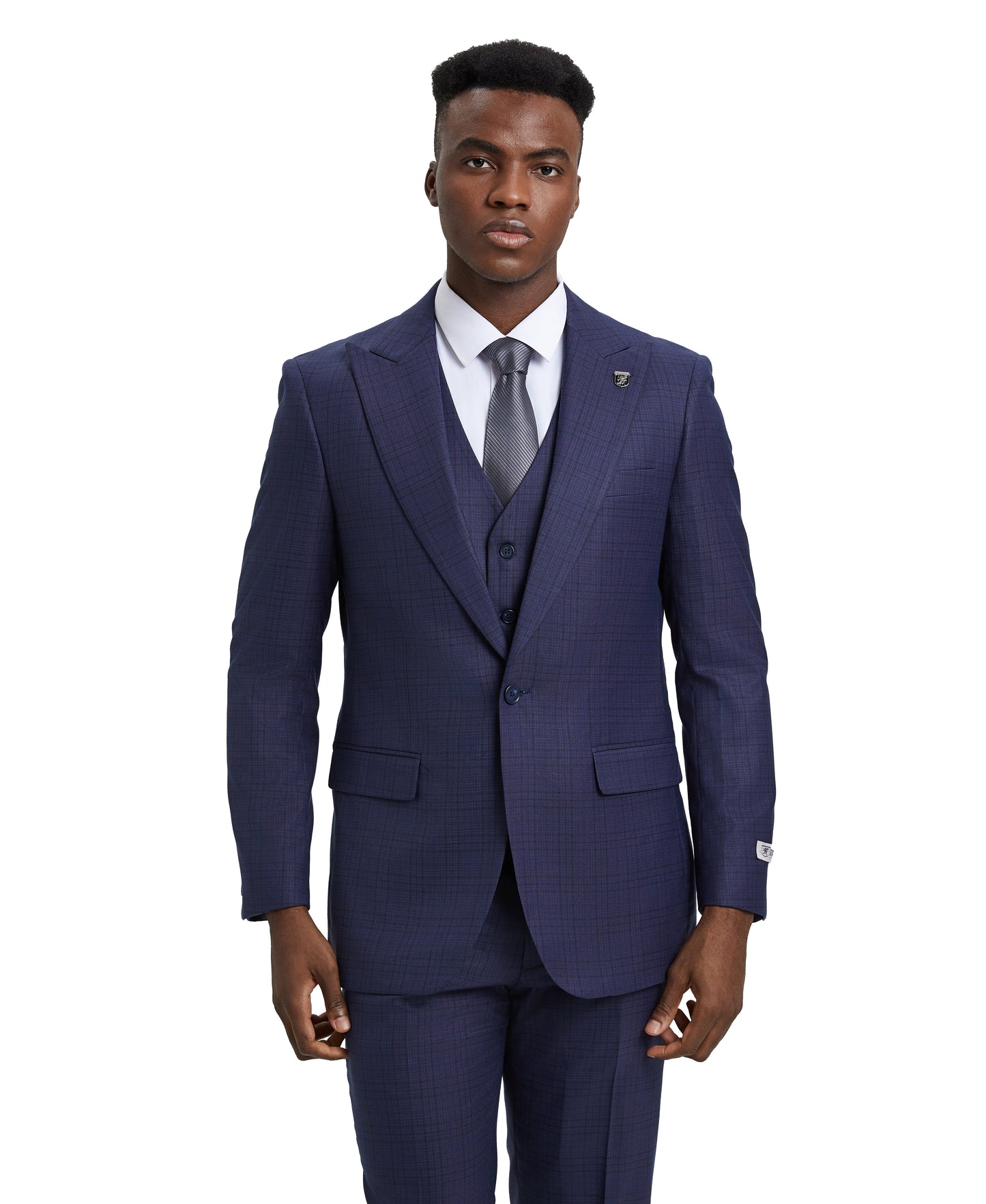 Stacy Adams Hybrid-Fit Vested Suit, Blue Plaid