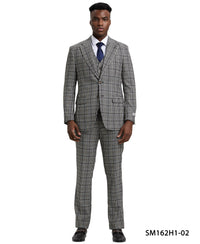 Stacy Adams Hybrid-Fit Vested Suit, Plaid Black