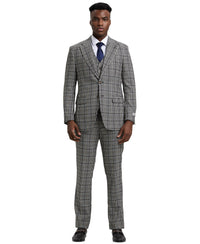 Stacy Adams Hybrid-Fit Vested Suit, Plaid Black