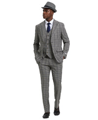 Stacy Adams Hybrid-Fit Vested Suit, Plaid Black