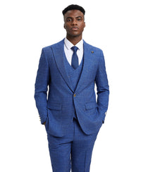 Stacy Adams Hybrid-Fit Vested Suit, Windowpane Blue