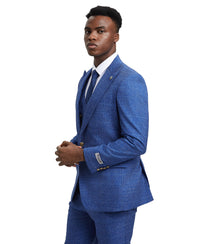 Stacy Adams Hybrid-Fit Vested Suit, Windowpane Blue