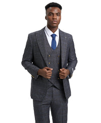 Stacy Adams Hybrid-Fit Vested Suit, Windowpane Charcoal