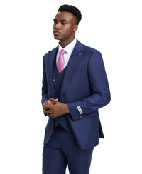 Stacy Adams Hybrid-Fit Pinstriped Suit w/ Double Breasted Vest, Blue