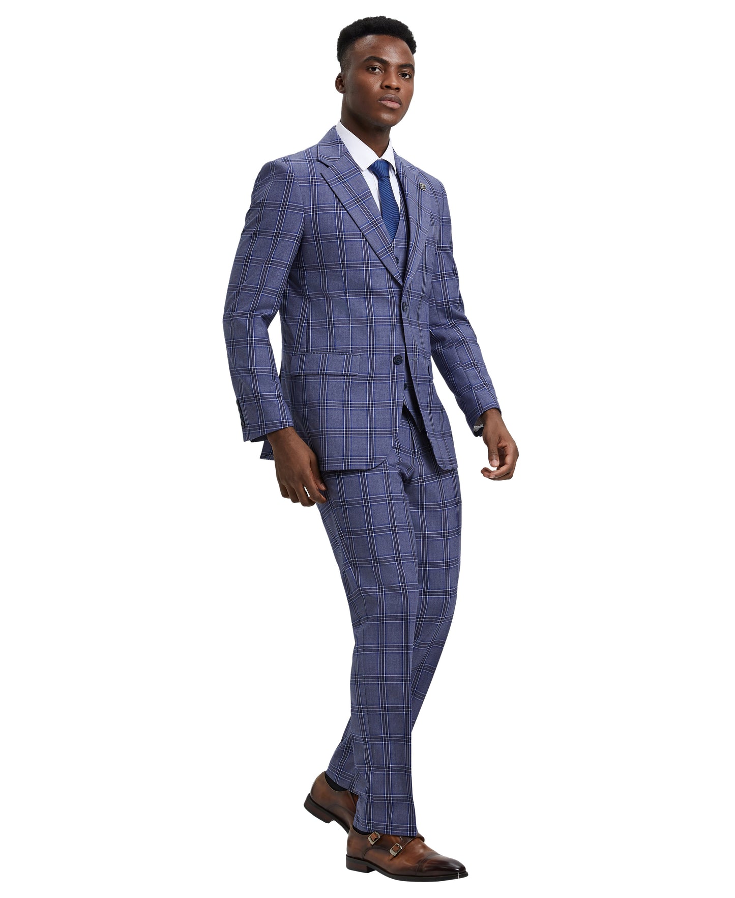 Stacy Adams Hybrid-Fit Vested Suit, Windowpane Lilac