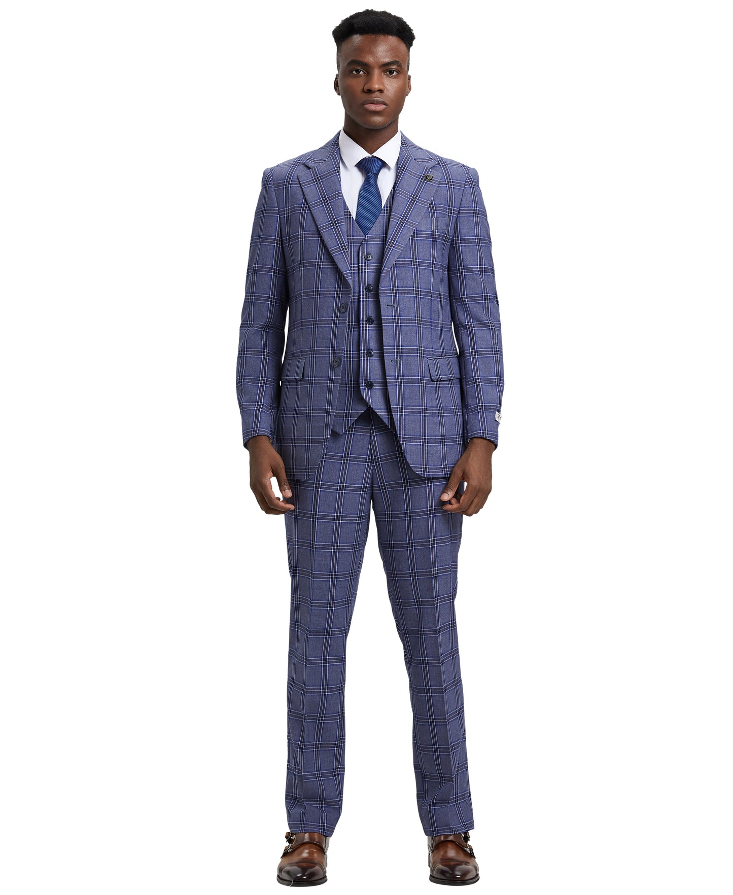 Stacy Adams Hybrid-Fit Vested Suit, Windowpane Lilac