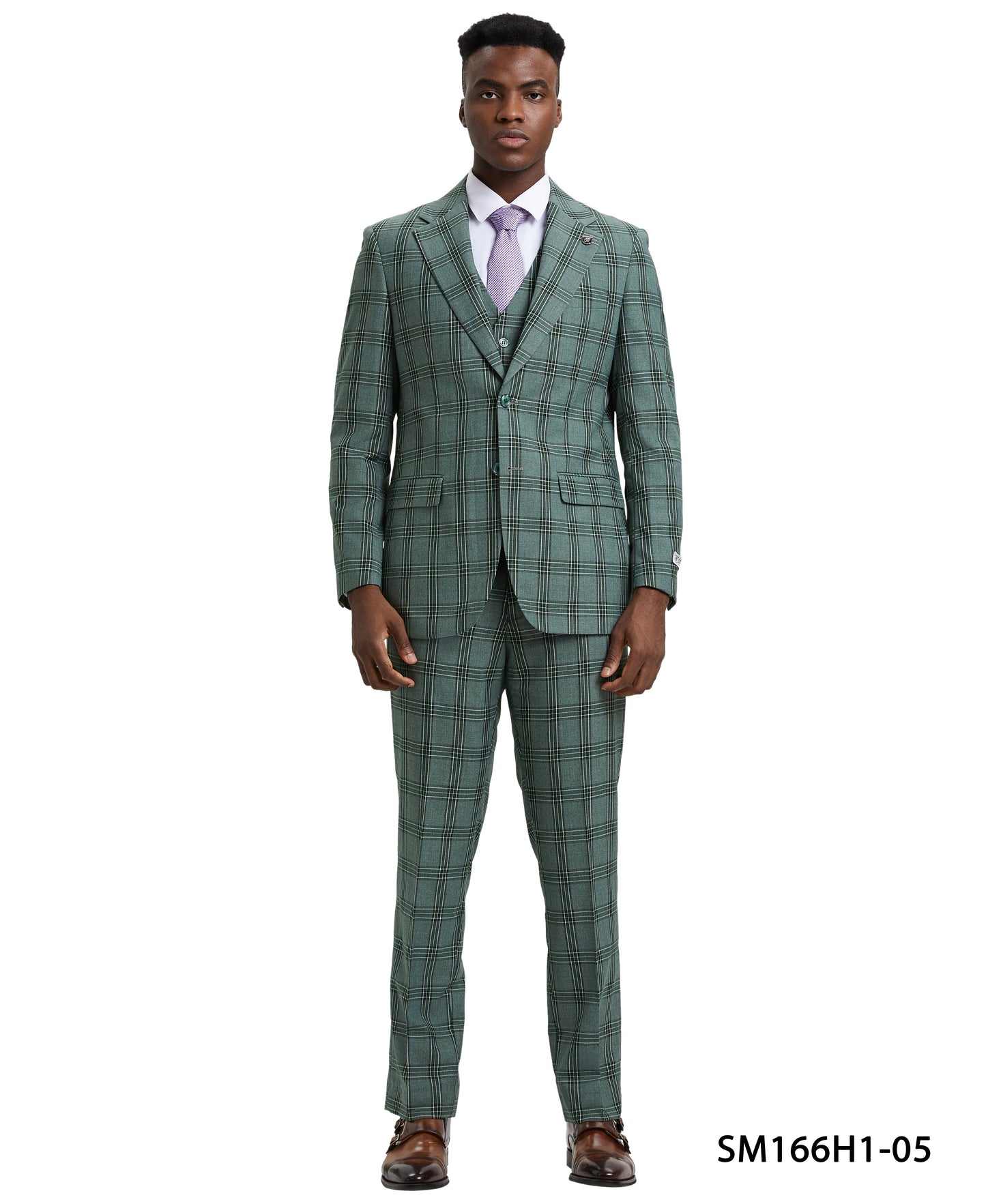 Stacy Adams Hybrid-Fit Vested Suit, Windowpane Green