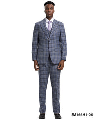 Stacy Adams Hybrid-Fit Vested Suit, Windowpane Blue