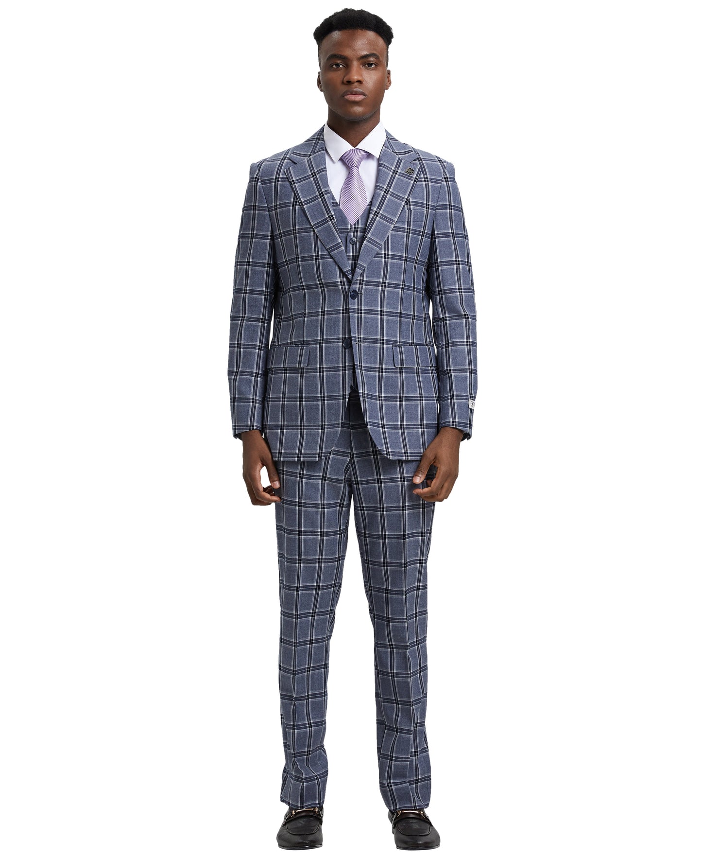 Stacy Adams Hybrid-Fit Vested Suit, Windowpane Blue