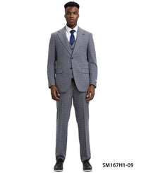 Stacy Adams Hybrid- Fit Vested Suit, Plaid Grey