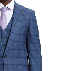 Stacy Adams Hybrid Fit Vested Suit, Windowpane Blue