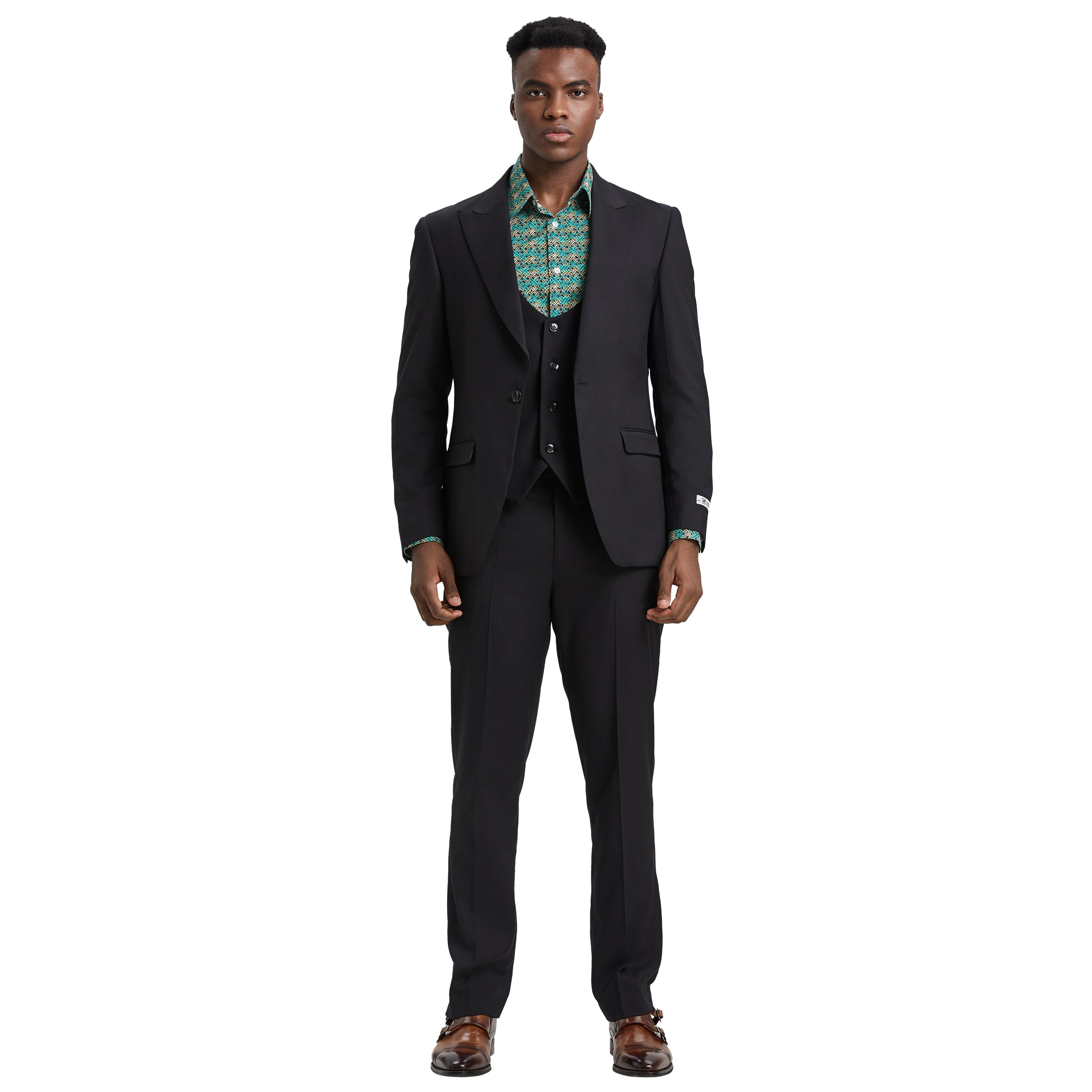 Men's Stacy Adams Hybrid-Fit 3pc Suit Set, Jacket Vest and Pants