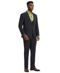 Stacy Adams Hybrid Fit U-Shaped Vested Suit, Dark Gray