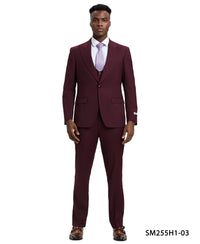 Stacy Adams Hybrid Fit U-Shaped Vested Suit, Burgundy