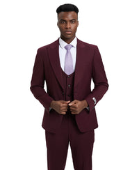 Stacy Adams Hybrid Fit U-Shaped Vested Suit, Burgundy