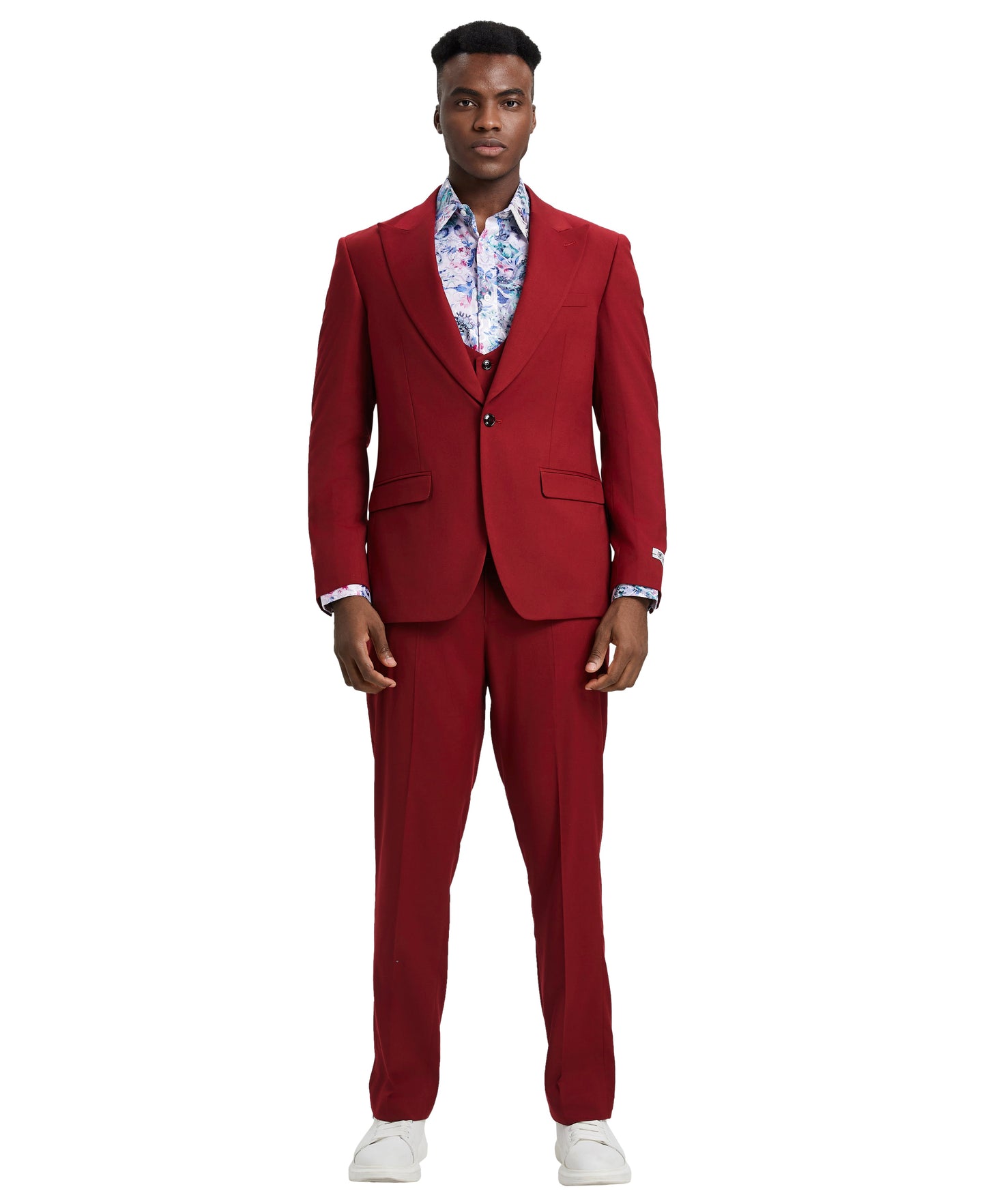 Stacy Adams Hybrid Fit U-Shaped Vested Suit, Red