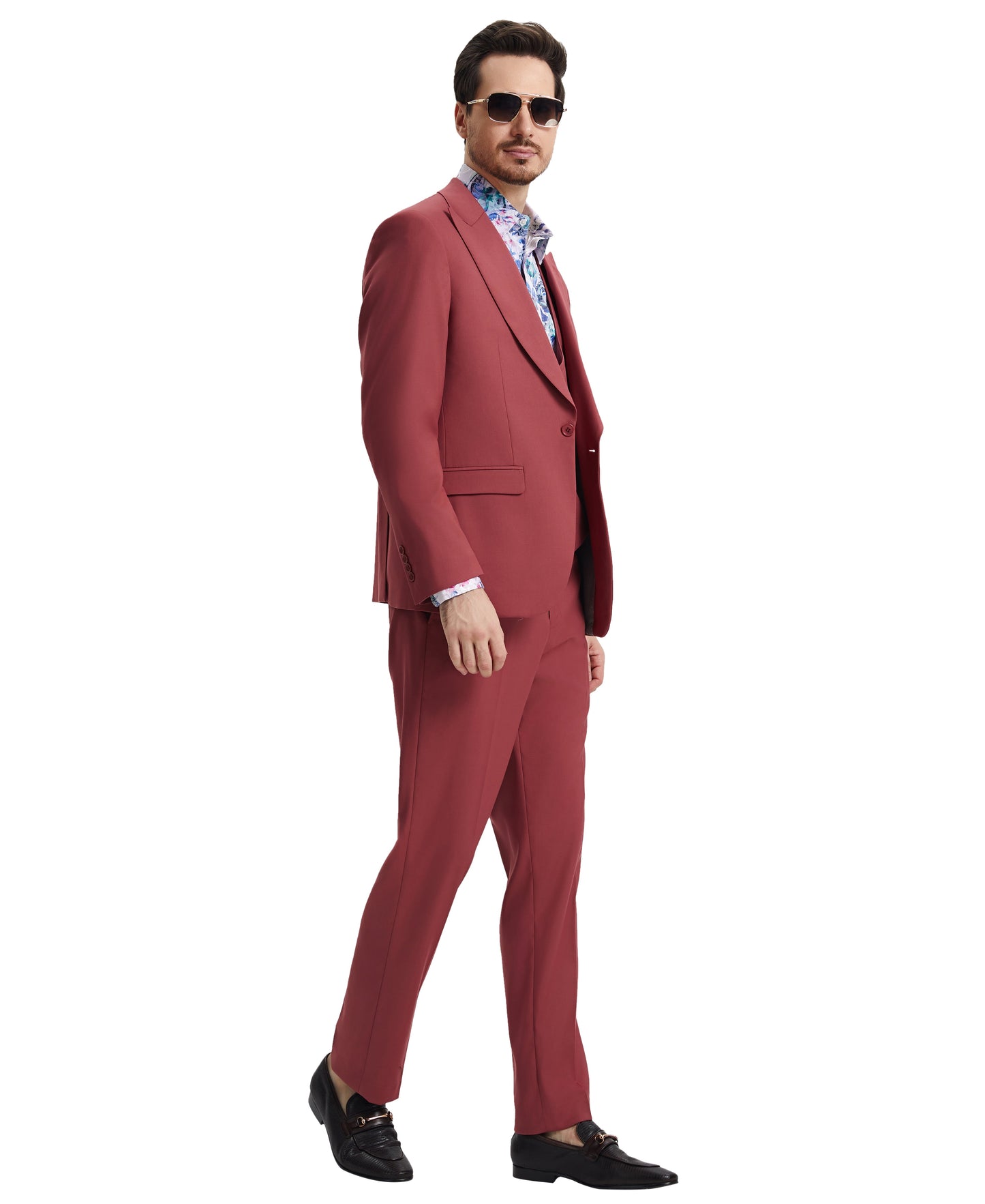 Stacy Adams Hybrid Fit U-Shaped Vested Suit, Coral