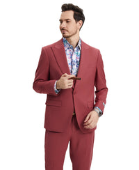 Stacy Adams Hybrid Fit U-Shaped Vested Suit, Coral