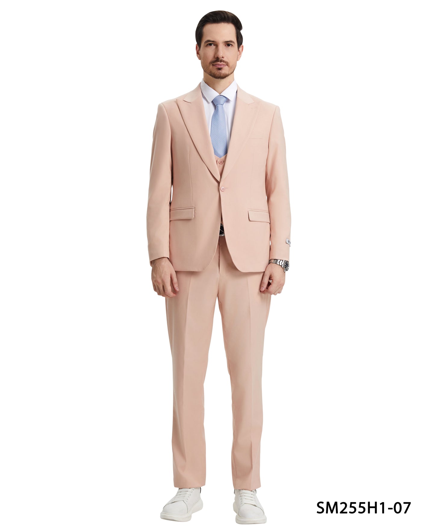 Stacy Adams Hybrid Fit U-Shaped Vested Suit, Blush