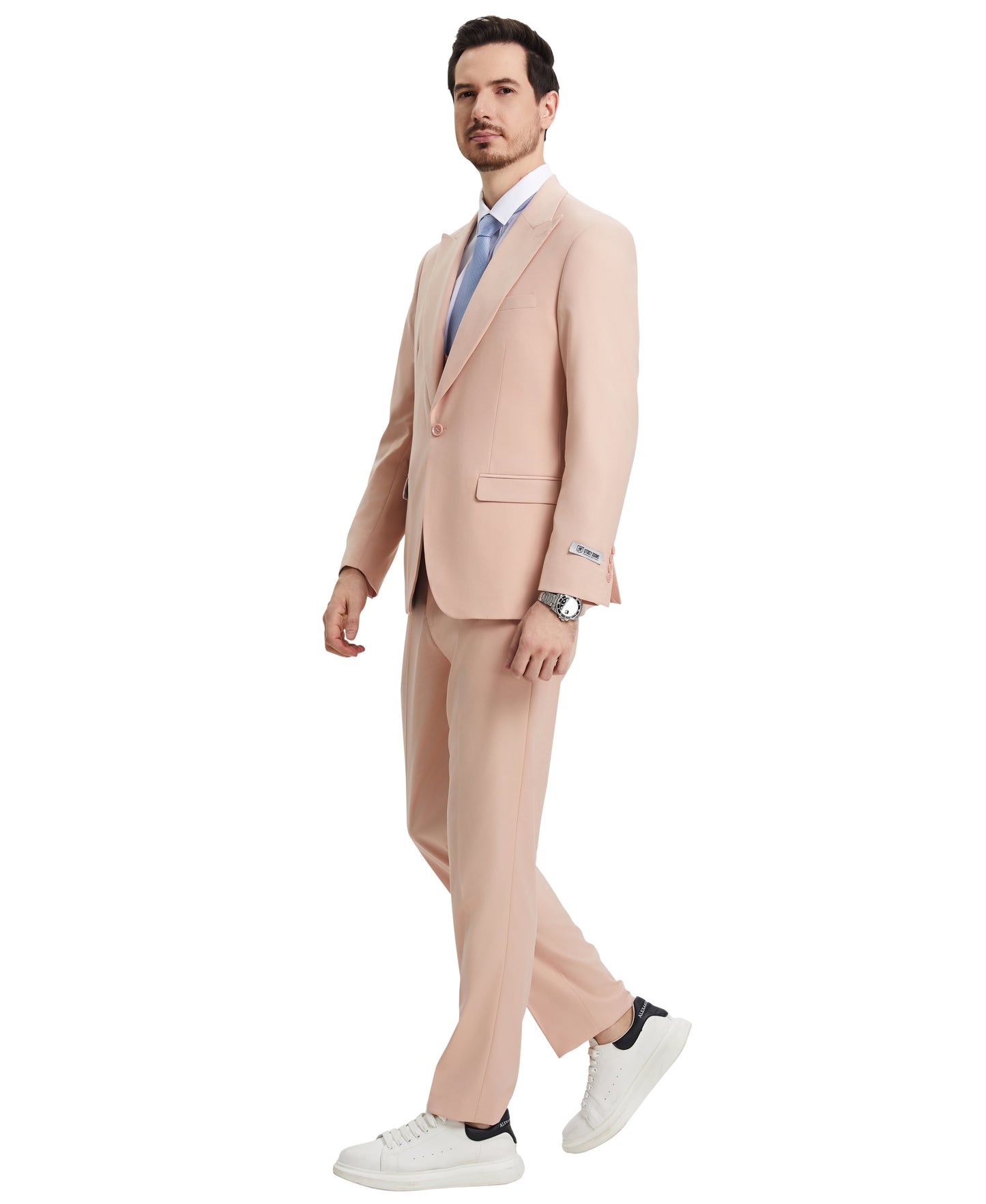 Stacy Adams Hybrid Fit U-Shaped Vested Suit, Blush