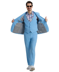 Stacy Adams Hybrid Fit U-Shaped Vested Suit, Sky Blue