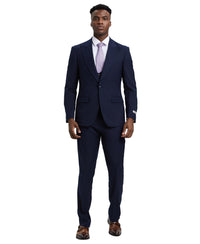 Stacy Adams Hybrid Fit U-Shaped Vested Suit, Navy