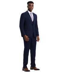 Stacy Adams Hybrid Fit U-Shaped Vested Suit, Navy