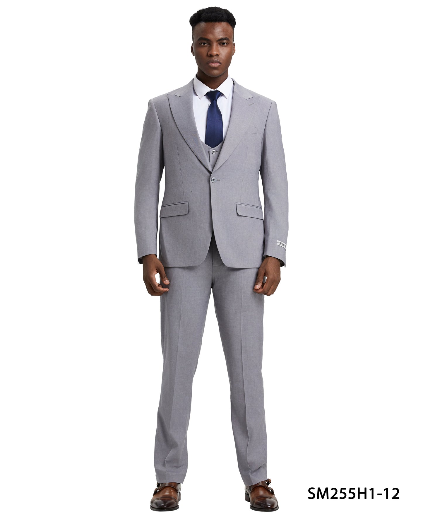 Stacy Adams Hybrid Fit U-Shaped Vested Suit, Grey