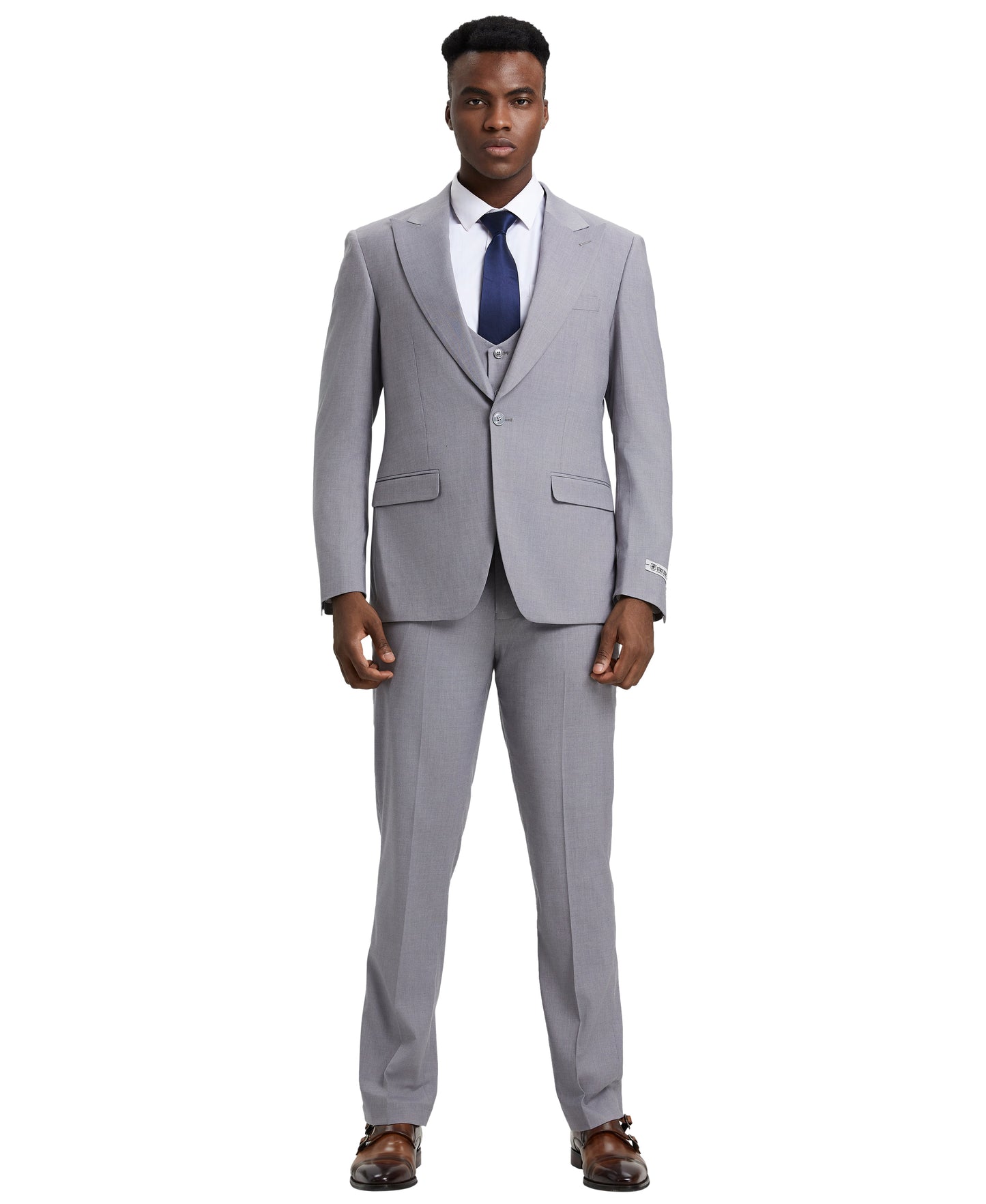 Stacy Adams Hybrid Fit U-Shaped Vested Suit, Dove Grey