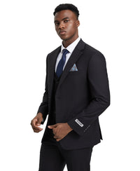 Stacy Adams Hybrid-Fit Vested Suit, Solid Black