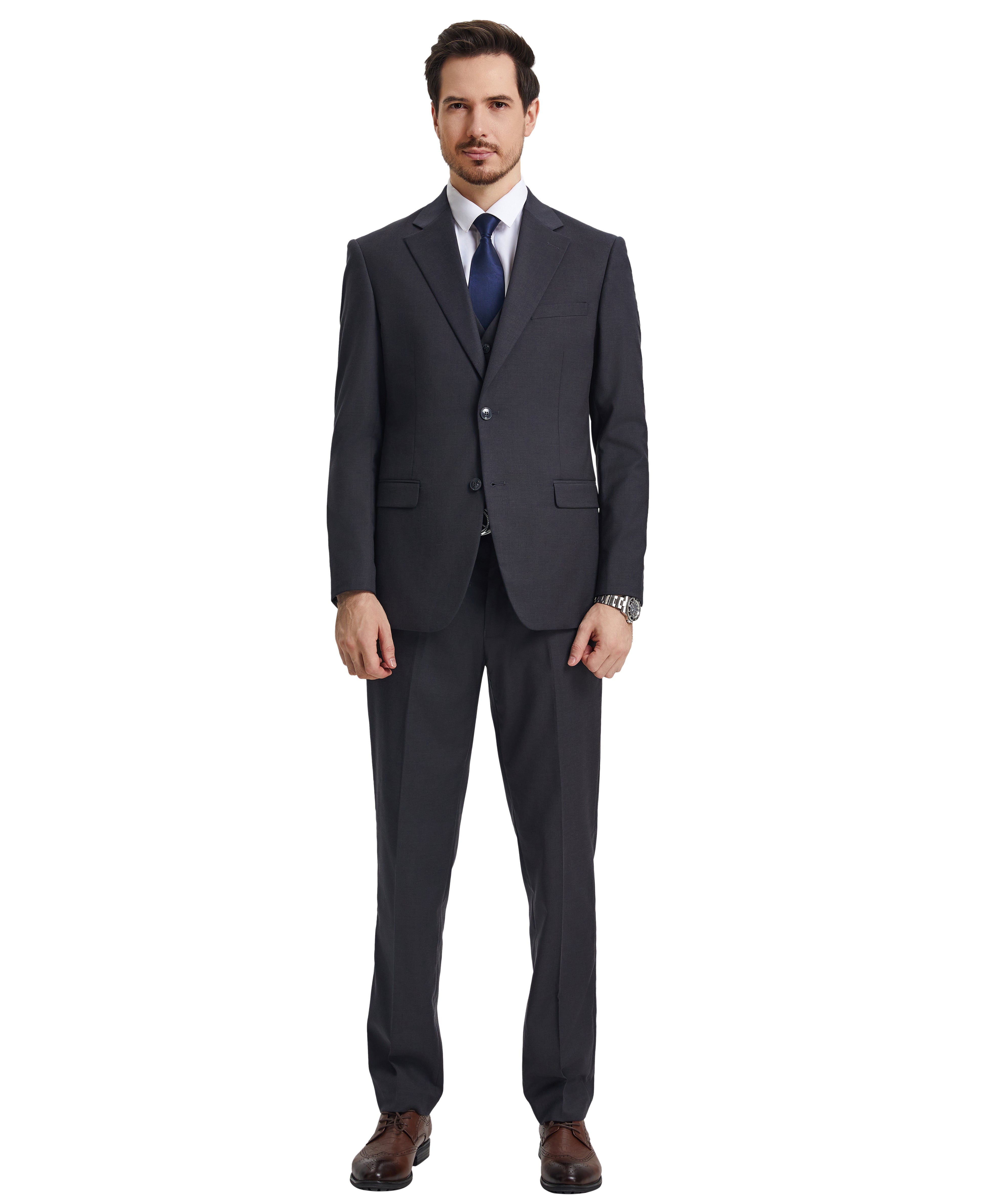 Stacy Adams Hybrid-Fit Vested Suit, Elegant Charcoal