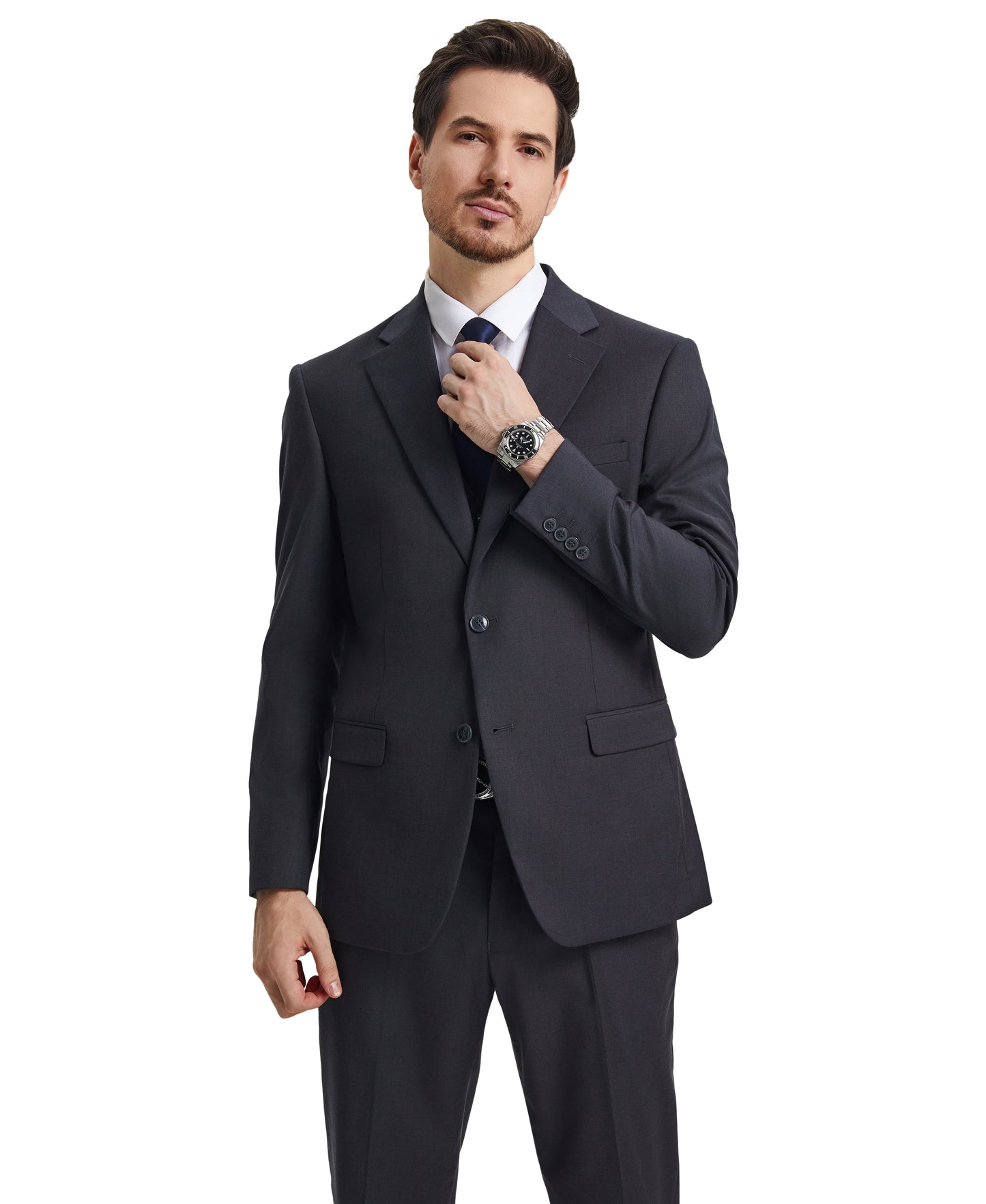 Stacy Adams Hybrid-Fit Vested Suit, Elegant Charcoal