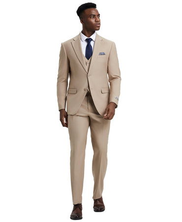 Stacy Adams Hybrid-Fit Vested Suit, Almond Latte