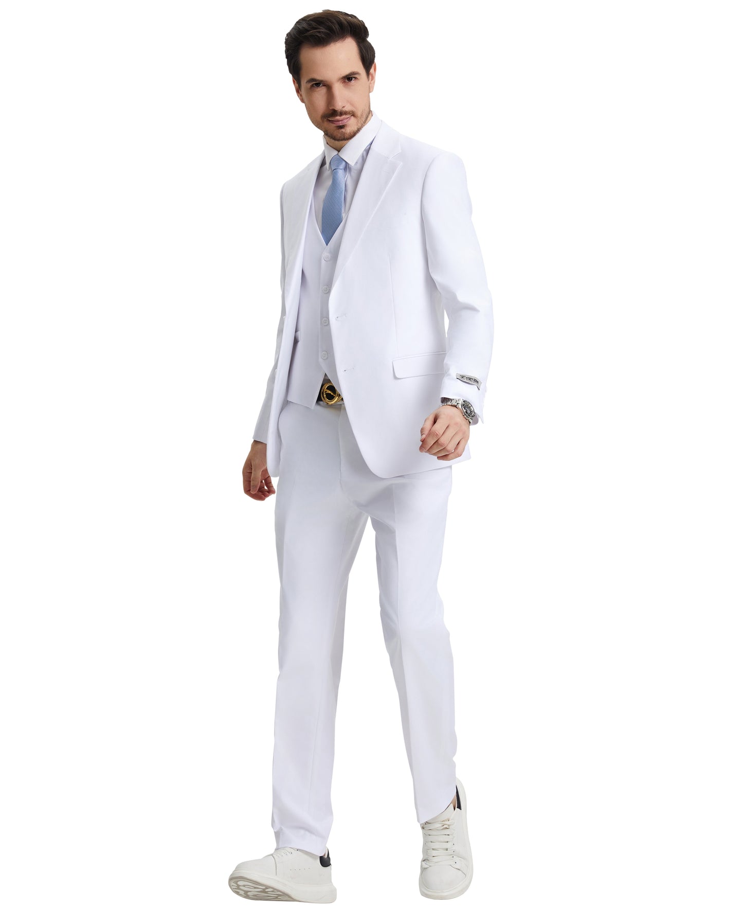 Stacy Adams Hybrid-Fit Vested Suit, Snow White