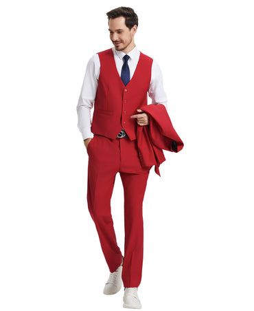 Stacy Adams Hybrid-Fit Vested Suit, Seductive Red